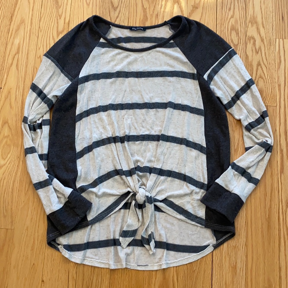 Pink clover tie front sweater